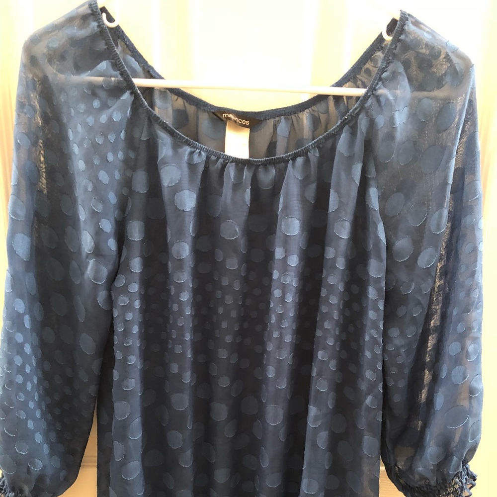 Blue on Blue Polka Dot Maurice’s Blouse Medium